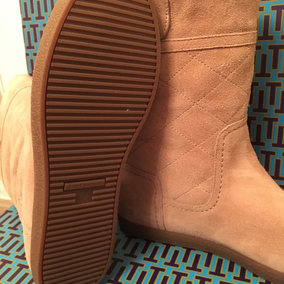 Tory Burch Alana Mid Calf Shearling Suede Boot - Picture 3 of 4